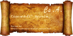 Csarankó Anzelm névjegykártya